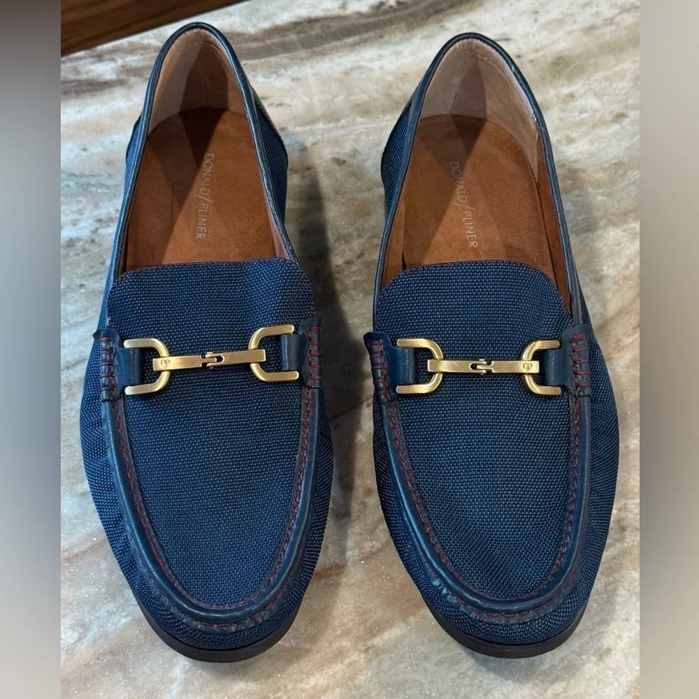 Men’s DONALD J. PLINER Niles Horsebit navy blue leather loafers- Size 12